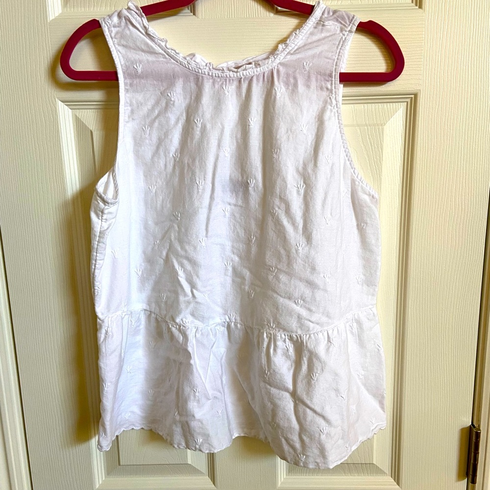 Open back white peplum tank
